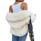 thumbnail image 3 of Abrigo de Piel Sintética para Mujer, Chaqueta de Piel con Solapa Corta, Parka de Larga con Abertura Frontal Albaricoque L, 3 of 7