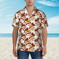thumbnail image 2 of Honeii Santa Claus bells Snowman Print Men’s Hawaiian Shirt,Classic Button-Down Short Sleeve Shirt, for Beach, Vacation, and Outdoor Activities,3X-Large, 2 of 7
