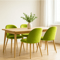 thumbnail image 4 of Sillas de Comedor de Terciopelo con Patas de Acero Acabado Tipo Madera Estilo Moderno - Sillas de Comedor Tapizadas Minimalista con Relleno Suave Set 2 Piezas Verde Limon, 4 of 5