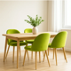 thumbnail image 4 of Sillas de Comedor de Terciopelo con Patas de Acero Acabado Tipo Madera Estilo Moderno - Sillas de Comedor Tapizadas Minimalista con Relleno Suave Set 2 Piezas Verde Limon, 4 of 5