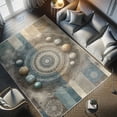 thumbnail image 4 of Ambesonne Space Boho Decorative Rug Carpet, Modern Art Outer Galaxy, 4' X 5' 5", Sea Blue Eggshell Tan, 4 of 5