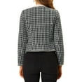 thumbnail image 3 of MODA NOVA Juniors Halloween Costume Plaid Tweed Open Front Office Short Blazer Black XS, 3 of 6