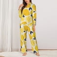 thumbnail image 2 of Pajamas for Women Sets, yellow Lemon pattern Lounge Sets Long Sleeve Button Down Night Shirts Sleepwear Pjs, 2 of 6
