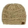 C.C Trendy Warm Chunky Soft Stretch Cable Knit Beanie Skully, Confetti Latte