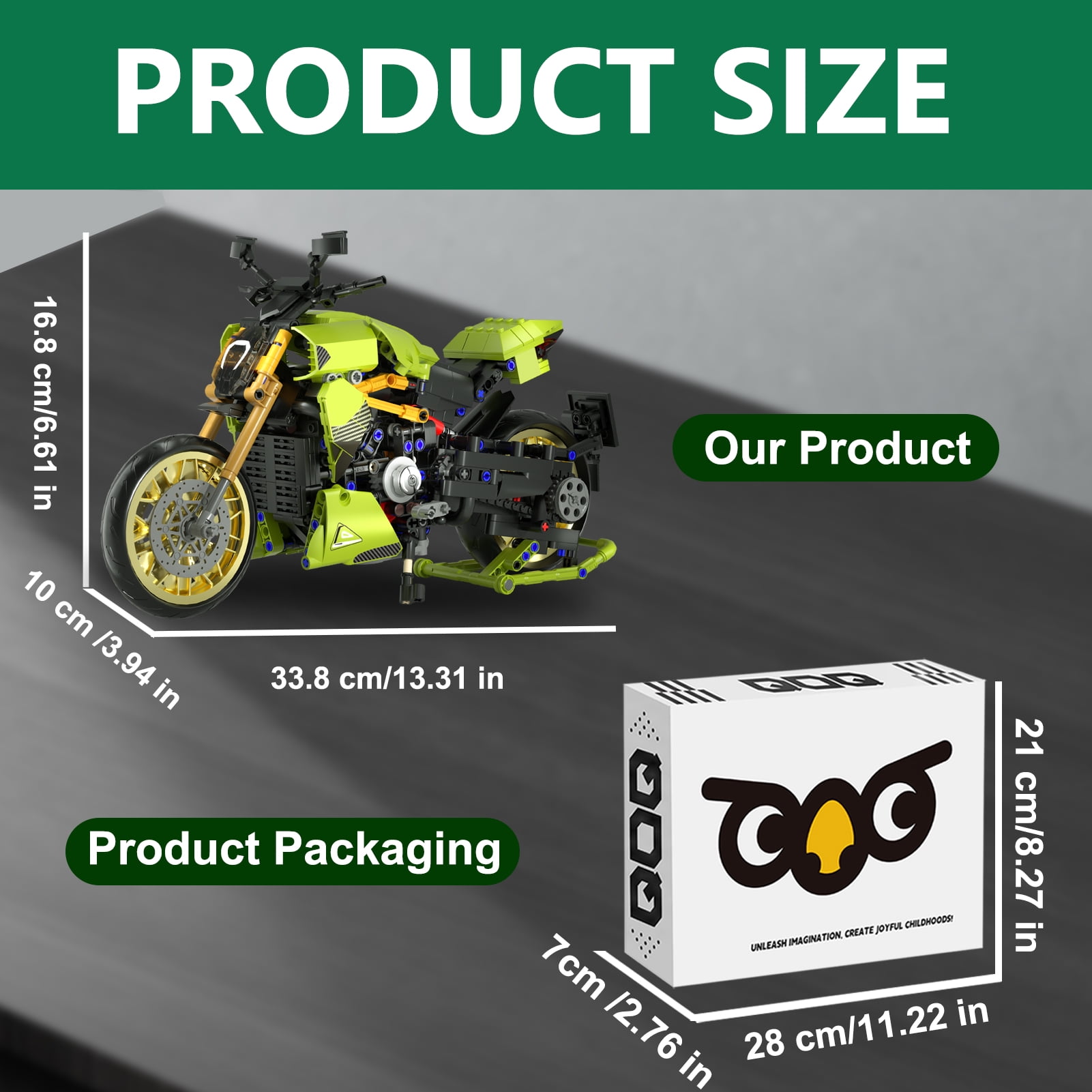 QOQ Motorcycle Building Block Toy Racing Roadster,1:5 Model Collectible Kits Motorcycle's Model Set and Technic for Boys & Adults (1018 Pieces)