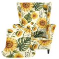 thumbnail image 2 of Qpednta Sunflower Print Wingback Chair Covers, 2‑Pack Wing Chair Slipcover with Separate Cushion, Elastic Anti‑Scratch Furniture Protector for Hotel Apartment, 2 of 7