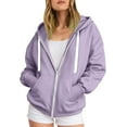 thumbnail image 6 of Karoyedx Zip Up Hoodie Women Zip Up Hoodie Women Oversized Fall Fashion Long Sleeve Hooded Sweatshirts Casual Y2K Jacket 2025 Winter Clothes Light Purple Size,M, 6 of 7
