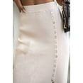 thumbnail image 4 of High Waist Contrast Side Button Slit Skirt for Women Mid-Calf Length Beige X-Large, 4 of 4