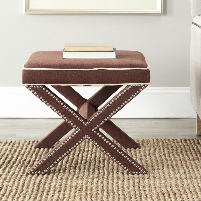 Safavieh Upholstered Palmer Ottoman, Rectangular with Nailhead