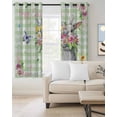 thumbnail image 2 of Happy Easter Blackout Curtains for Bedroom Living Room Darkening Curtains 54 Inch Long Cute Bunny Spring Flowers Butterfly Green Plaid Short Curtain for Small Window Treatment Drapes 42"x54"x2, 2 of 9