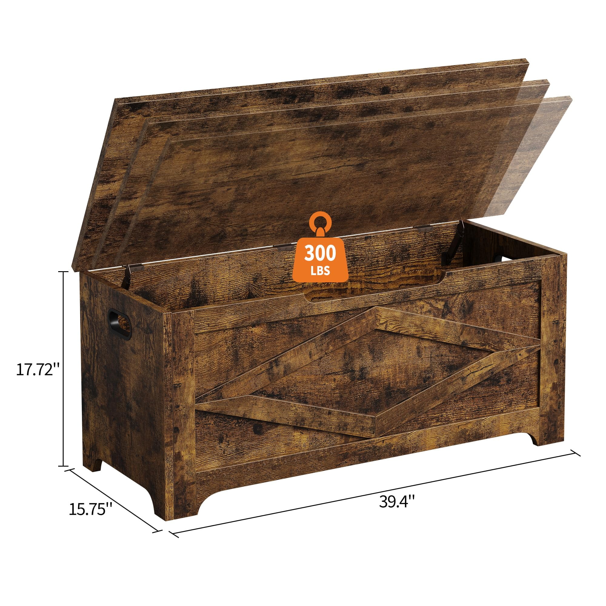Juiluna 39.4" Storage Chest, Wooden Storage Bench with Safety Hinges, Easy Assembly, Large Toy Chest for Entryway, Living Room, Bedroom