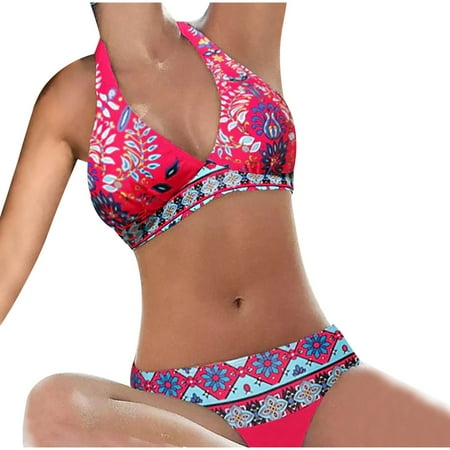 Leesechin Womens Shorts Bikini Sets Clearance Women s Two Piece Set Swimsuits Leopard Print Swimwear Beachwear Features