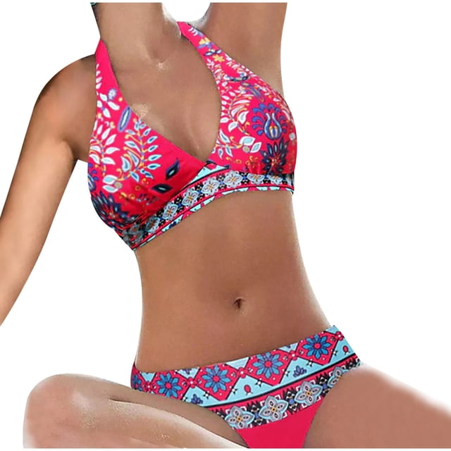 Daisyyozoid Women's Swimsuit Plus Size Two Piece Set Swimsuits Leopard Print Beachwear Features