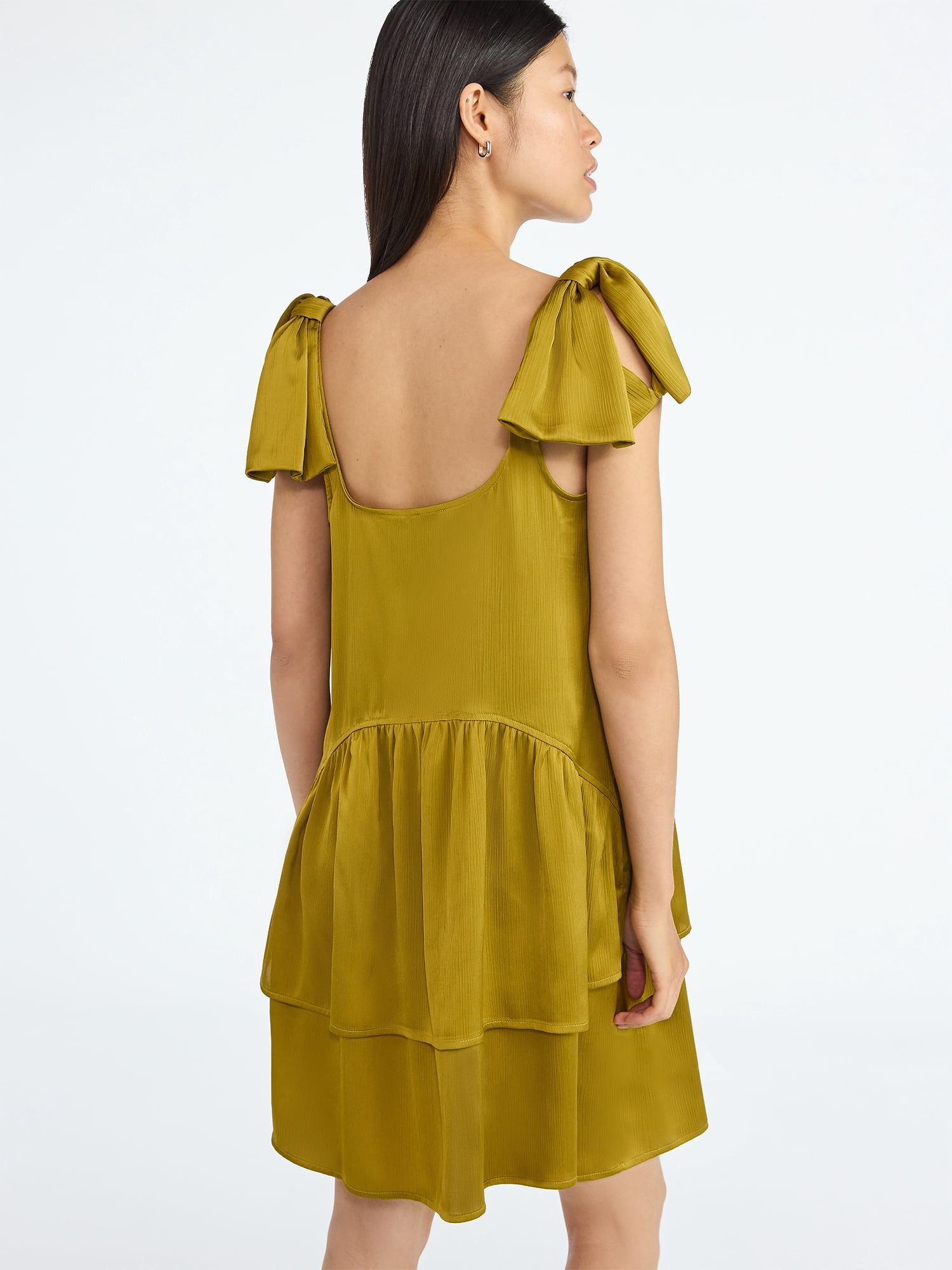 Scoop Women's Satin Bow Mini Dress, Sizes XS-XXL