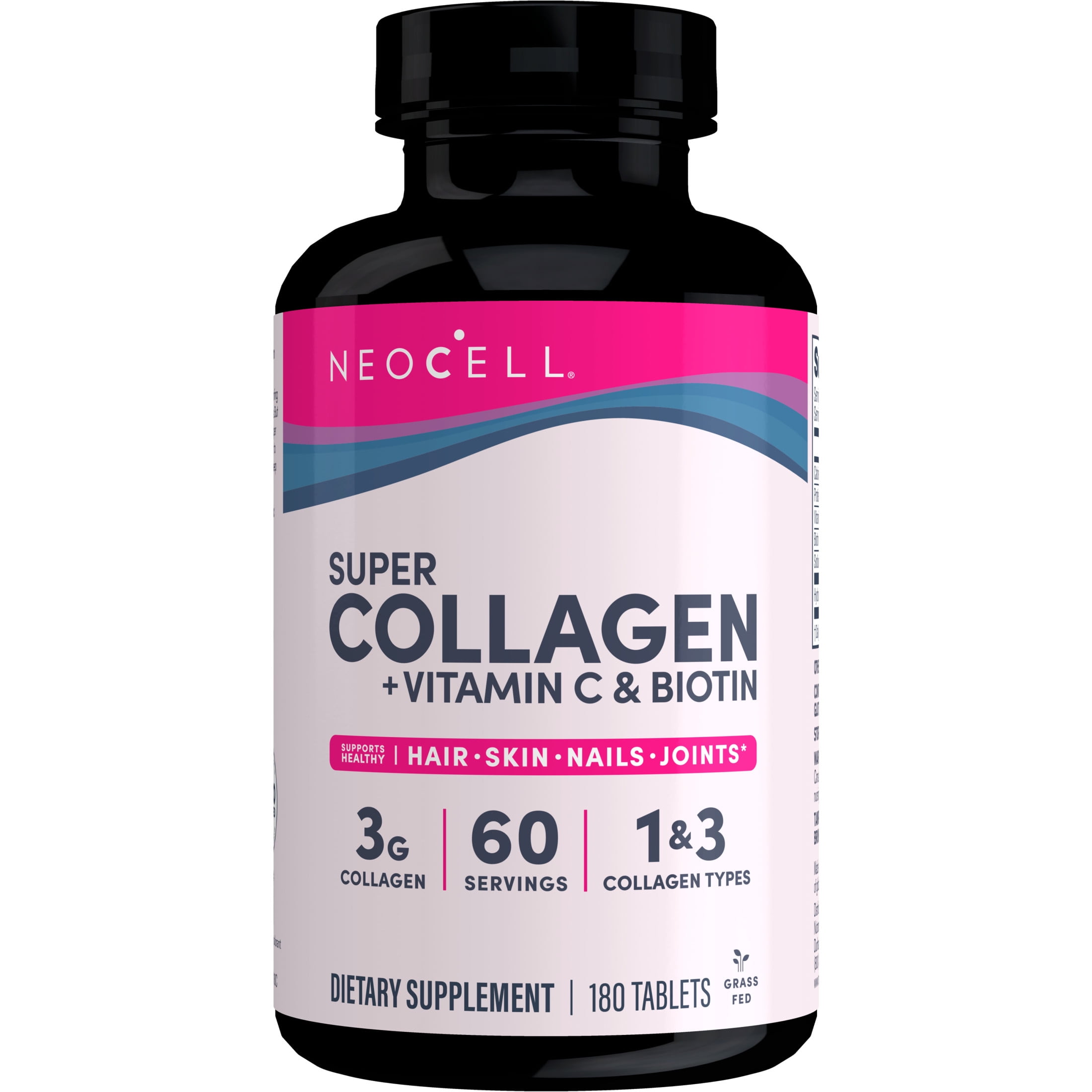 Grass fed Collagen with Vitamin C and Biotin | 180 Tablets | Skin, Hair and Nails Supplement | by NeoCell