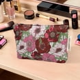 thumbnail image 5 of Bolsas de maquillaje de mano reutilizables de jacquard únicas de 1 pieza para vacaciones en rojo, blanco y rosa de poliéster, 5 of 5
