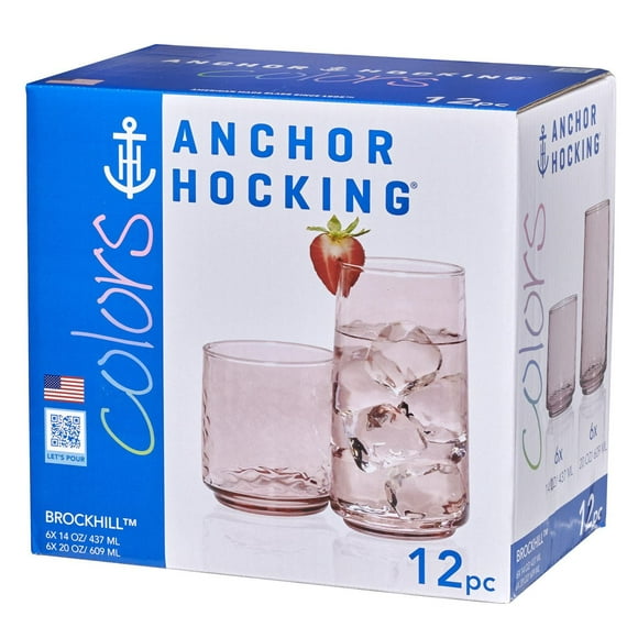 Brockhill Eau de Rose Ensemble de 12 Verres Anchor Hocking 12 verres Brockhill roses