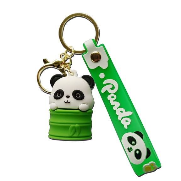 Cute Panda Keychain for Car Keys, Cartoon Key Holder Kawaii Backpack Accessory, Animal Keyring Charm Birthday Gifts