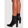 thumbnail image 3 of Women's Pointy Toe Block Heel Faux Leather Ankle Booties, 3 of 3