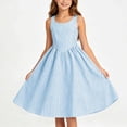 thumbnail image 2 of Jinhomg Girls Summer Striped Sundress 2026 Sleeveless Tank Dresses Flowy PLeated A Line Swing Sundress Casual Home Party Beach 5-15 Years Blue, 2 of 10