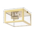 thumbnail image 3 of JONATHAN Y Grayson 8" 1-Light Farmhouse Industrial Square Iron/Glass Case LED Flush Mount, Brass Gold, 3 of 10