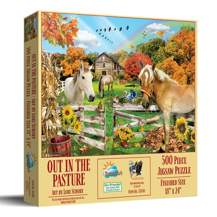 SUNSOUT INC - Out in the Pasture - 500 pc Jigsaw Puzzle by Artist: Lori Schory - MPN # 35340