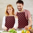 thumbnail image 3 of Red Black Checkered Pattern Apron-Garden Aprons for Women with Pockets-Cotton Linen Waterproof Kitchen Cooking Gardening Aprons Adjustable for Kitchen,Cooking,BBQ and Salon 33x27 Inch, 3 of 7