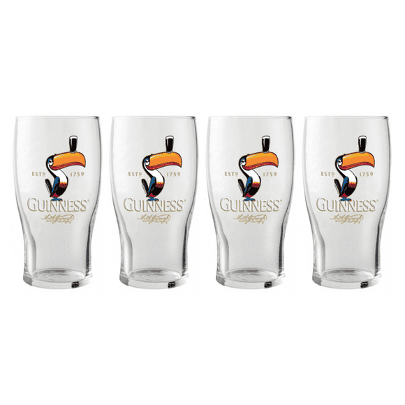 Guinness Logo Harp Toucan Pint Glass Set (4-Pack) (20 ounces)