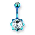 thumbnail image 2 of Designer Stainless Steel 316L Srg Gr Sstl 14G 13/32In.Aqua With Clear Cz Star Belly Ring Made In China -Jewelry By Sweet Pea Creations, 2 of 2