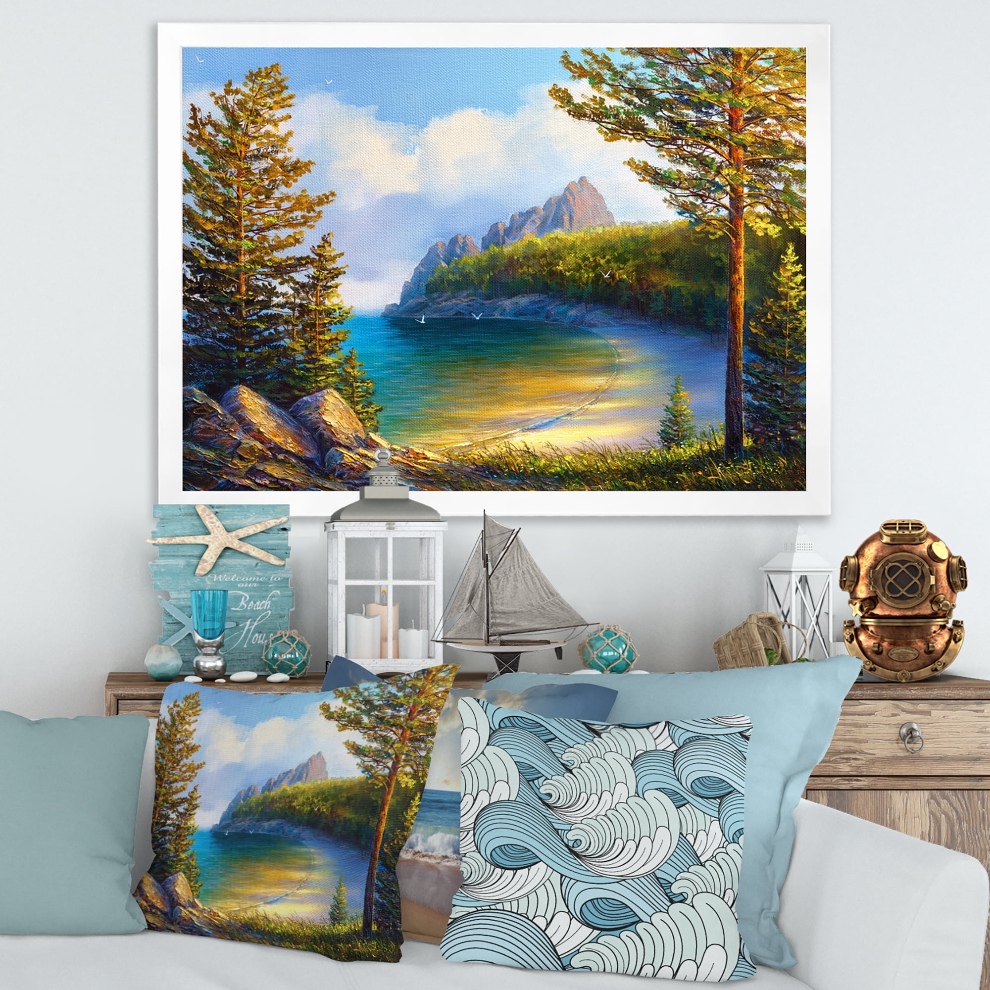 Designart 'Sunrise By The Wild Beach' Nautical & Coastal Framed Art Print