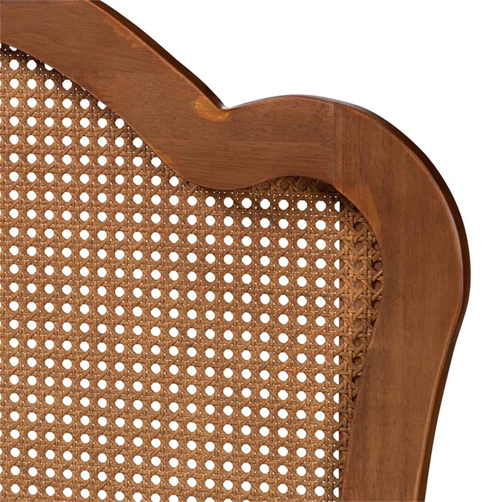 Baxton Studio Leandra Wood & Rattan Queen Size Headboard in Ash Walnut