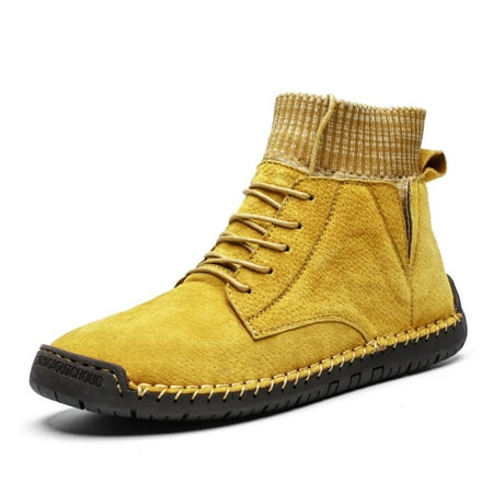 

Duretiony Men Suede Fabric Hand Stitching Warm Plush Lining Ankle Boots Party Sports Travel Business New