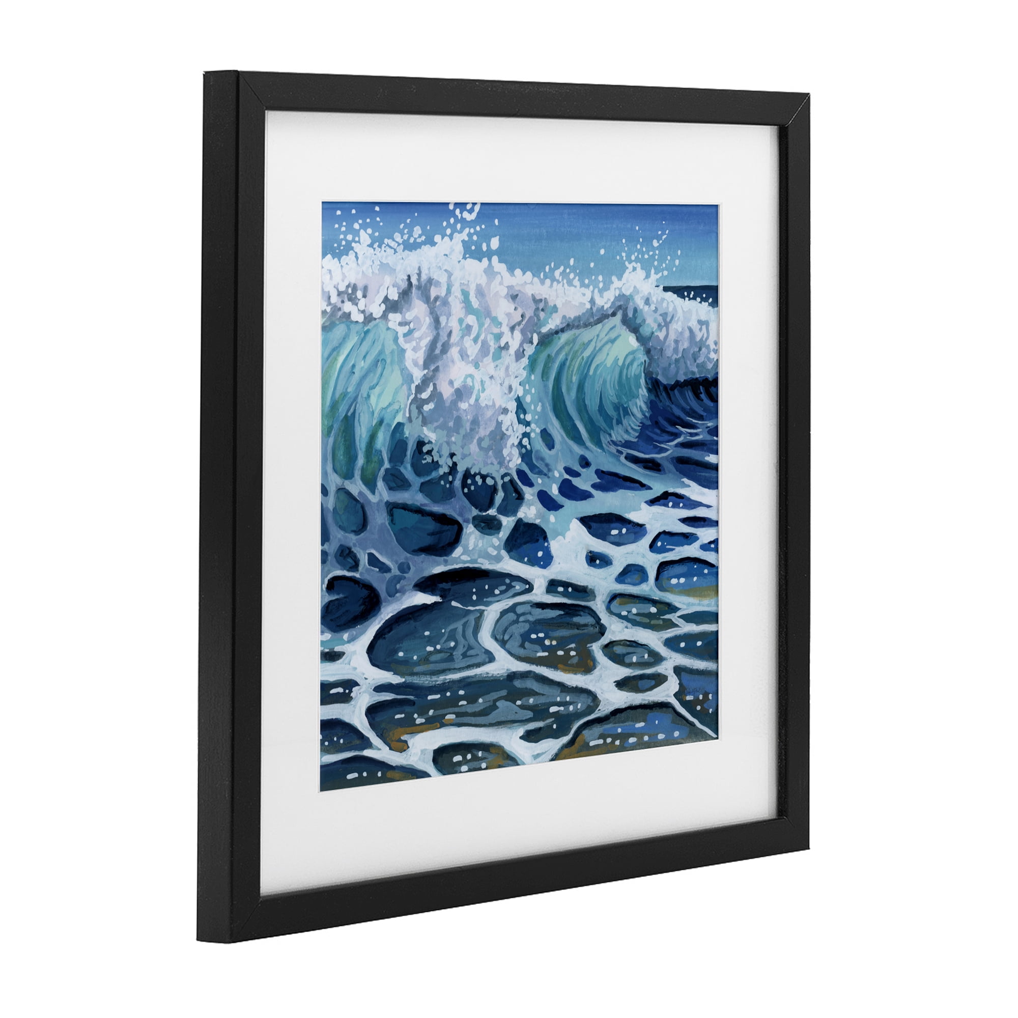 Stupell Industries Strong Crashing Waves on Beach Black Framed Print Under Glass, design by Kate Jarvik Birch