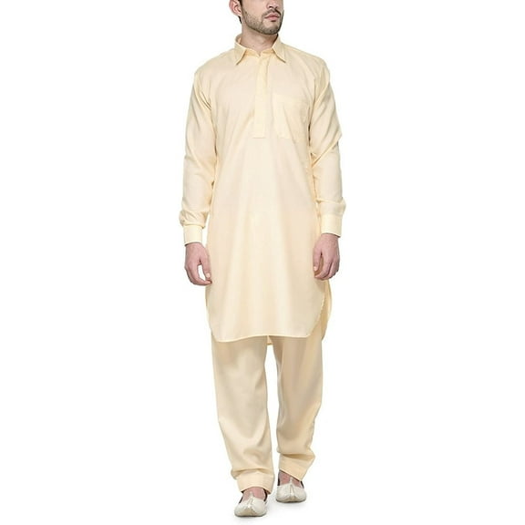 Royal Kurta Men's Cotton Blend Pathani Kurta Salwar
