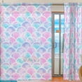 thumbnail image 2 of FREEAMG Watercolor Mermaid Scales Sheer Curtains Window Voile Panels Drapes Tulle Curtains Semi Sheer Curtains 78 Inches Long for Living Room Bedroom, Set of 2, 2 of 4