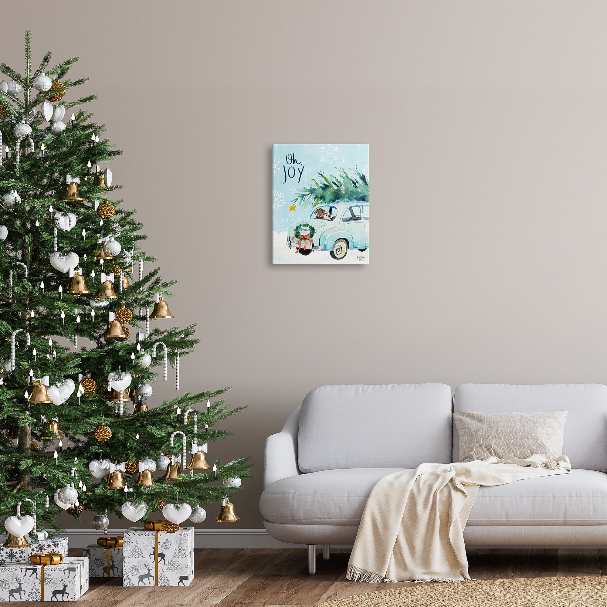 Stupell Industries Oh Joy Endearing Winter Calligraphy Puppies Scene Graphic Art Gallery Wrapped Canvas Print Wall Art, Design by Heatherlee Chan