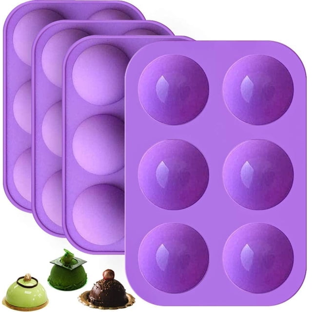 4 paquetes de moldes de silicona para tartas de semibola, NALCY moldes de silicona para tartas de media bola, medias esferas, molde de silicona, molde de silicona con 6 cavidades, sin BPA