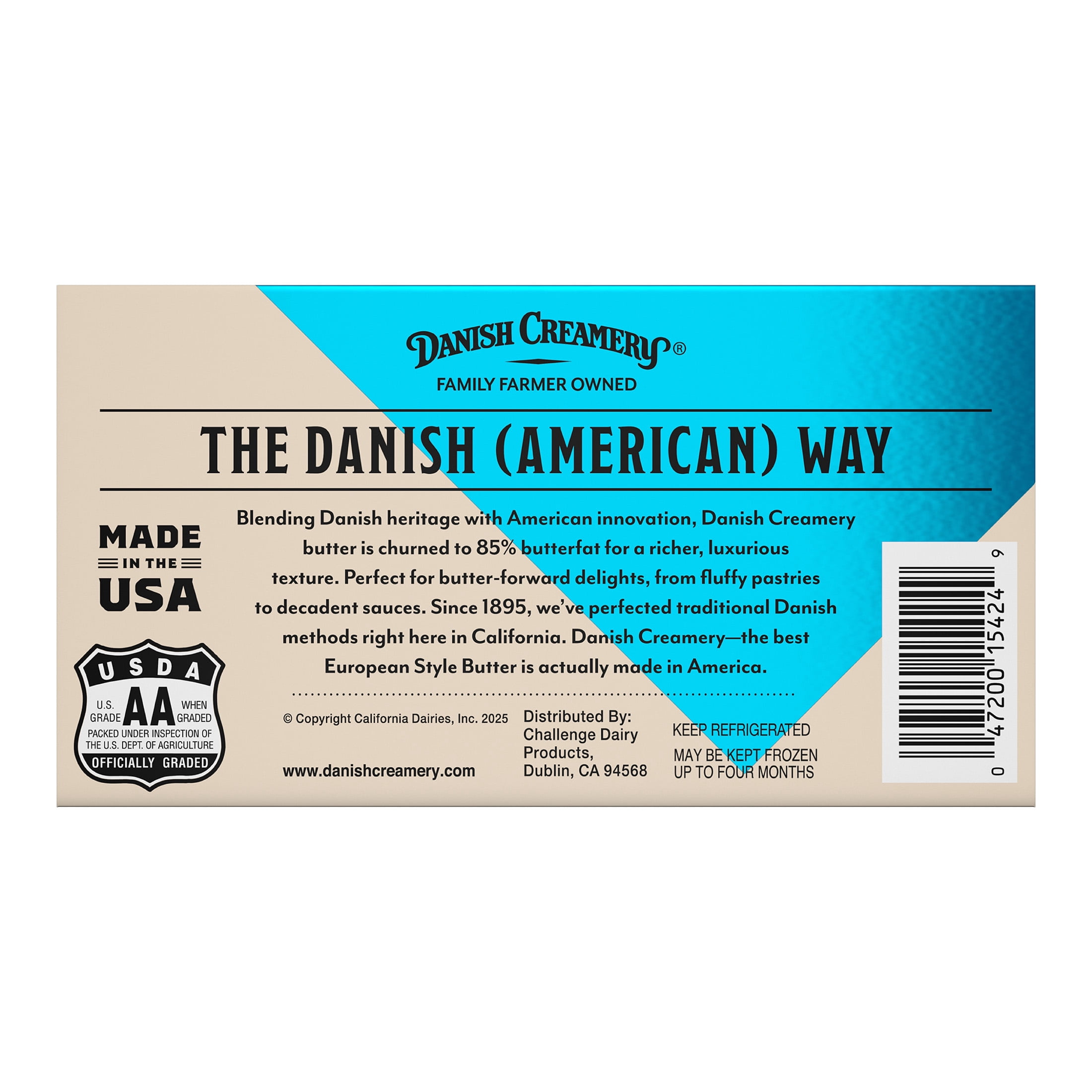 Danish Creamery European Style Unsalted Butter, 8 oz, 2 Sticks