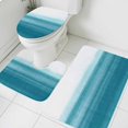thumbnail image 3 of Turquoise White Ombre Bath Mat 3 Piece Bathroom Rug Set, Modern Country Abstract Stripes Non Slip Bath Rug Contour Mat and Toilet Lid Cover, Absorbent Shower Mats Soft Bath Rugs and Mats Sets, 3 of 8