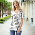 thumbnail image 6 of HAPIMO Women' Plus Size Summer Tops for Women V-Neck Tees Elegant Blouses Casual Loose Flowy Flower Print Tops Fashion Clothes Dressy Tunic Gray XL, 6 of 9