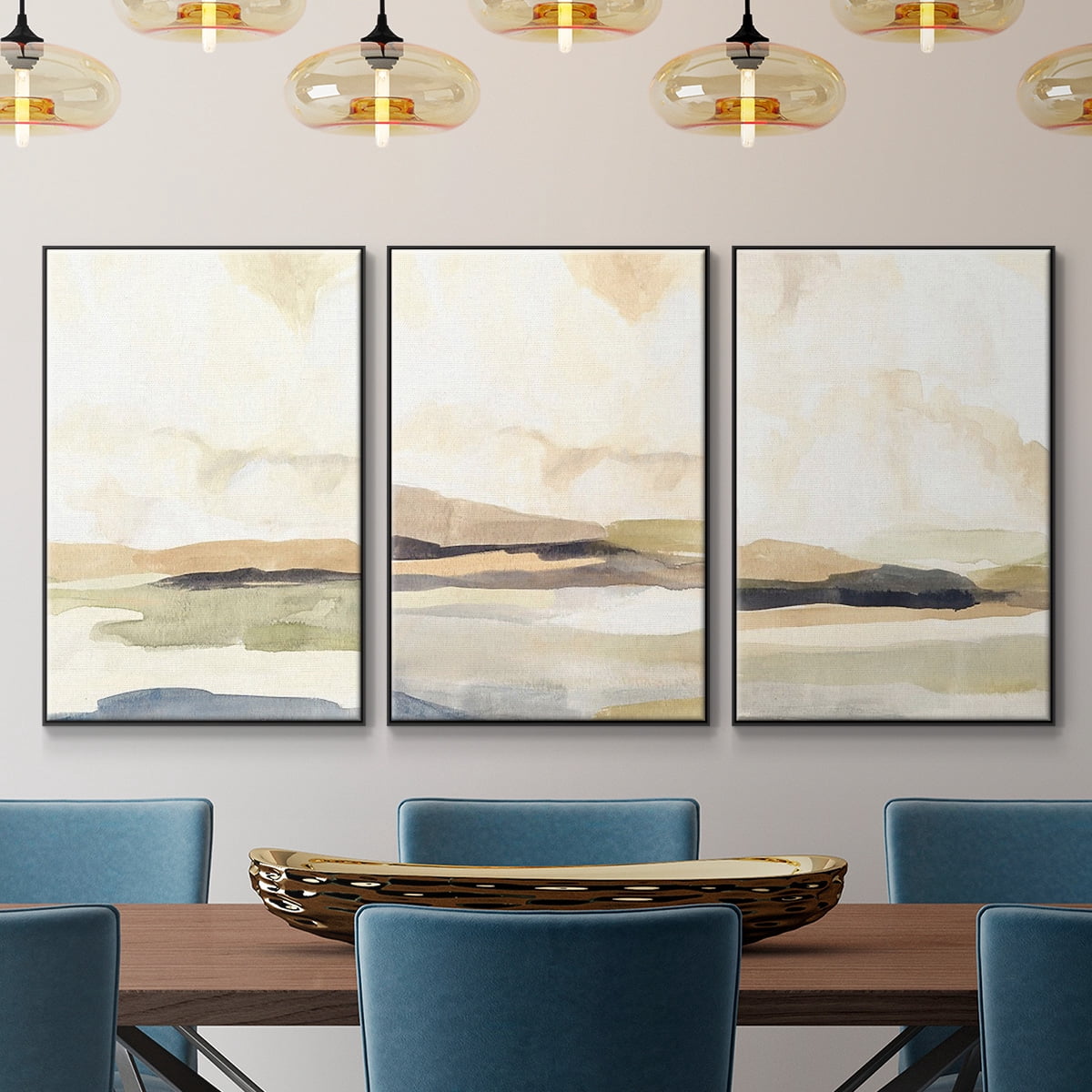 Abstract Neutral Tone Framed Wall Art – Slate Movement I – Premium Gallery Wrapped Canvas, L Floating Frame, 3 Piece Set, Ready to Hang