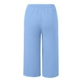 thumbnail image 4 of PMVFHDE Women's Casual Solid Color Capri Pants Drawstring Elastic Waist with Pockets Athletic Sport Pants Sky Blue,M, 4 of 5