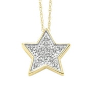 Keepsake Spiritual Treasure 1/10ctw Star Diamond 10K Yellow Gold Pendant Necklace (I-J color, i3 clarity), 18” Rope Chain
