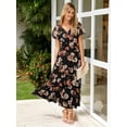 thumbnail image 3 of Vestido largo Simplee Apparel con estampado floral de verano, chifón, negro, para mujer, 3 of 7