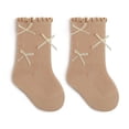 thumbnail image 2 of LYMAYTER 0-8Y ‌Girls' Mid-Calf Cotton Socks Princess Socks with Bow Fashionable Ruffled Edges Children's 1 Pair, 2 of 8