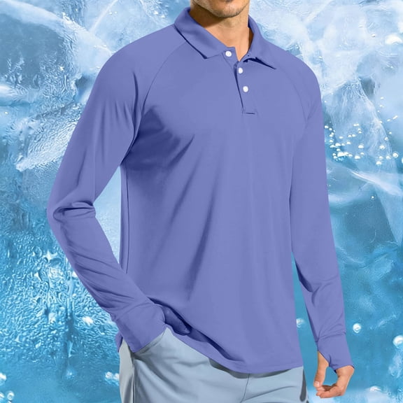 Dxzfnsa Sunscreen Shirts for Men Long Sleeve Sun Cooling Workout Sun Tops with Thumb Holes Men's Solid Color SPF Uv Protection Rash Guard Shirts