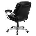 thumbnail image 6 of Flash Furniture Heather Mid-Back Black LeatherSoft Layered Upholstered Executive Swivel Ergonomic Office Chair with Silver Nylon Base and Arms, 6 of 9