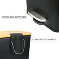 thumbnail image 2 of Small Trash Can with Bamboo Lid, 1.3gal Rectangular Garbage Can with Inner Wastebasket for Bathroom, Kitchen, Black, 2 of 6