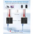 thumbnail image 2 of KSRplayer Extensor de Audio Analógico de 3.5mm sobre Cat5e/6 – Extensión de Señal de hasta 1640ft (500M), Puertos Ethernet Duales para Teléfono, MP3, Reproductor Blu-Ray, Audio para el Hogar, 2 of 8