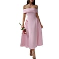 thumbnail image 2 of Women'S Off Shoulder Cocktail Long Zipper Evening Dress Pink S, 2 of 7